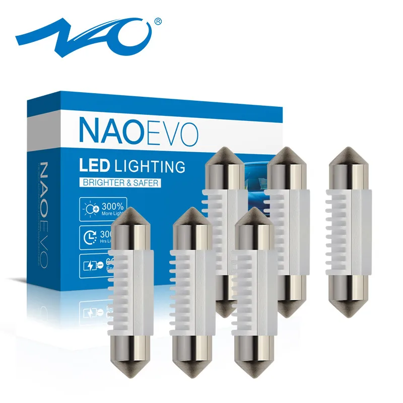 NAO 6x C5W светодиодная гирлянда 31 мм 36 мм/39 мм/41 мм C10W лампы салона светильник SMD 3030 светодиодных фар для авто COB чтение купольная лампа 12V 6000K белый