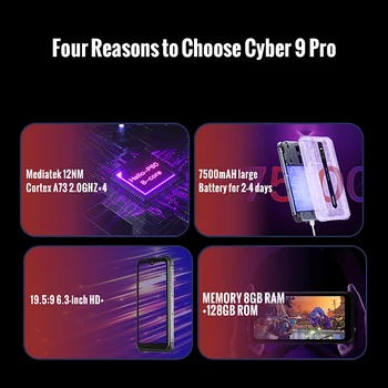 Hotwav Cyber 9 Pro 4G Rugged Smartphone Helio P60 Octa Core 6.3" 8GB + 128GB 7500mAh Mobile Phone 48MP Rear Camera Cellphone 2