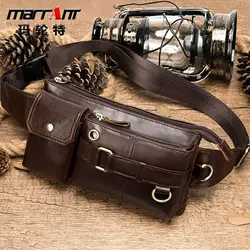 First Layer Cowhide Men 'S Waist Bag Casual Retro Multifunctional Chest Bag Mobile Phone Bag Male Chest Bag 8637