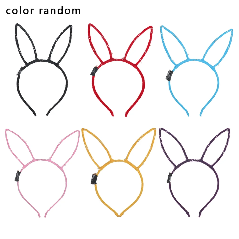 Random Color 1 шт., повязка на голову с заячьими ушками для девочек, карнавальный костюм, светодиодный головной убор, милые светящиеся свадебные подарки на день рождения - Цвет: Random Color