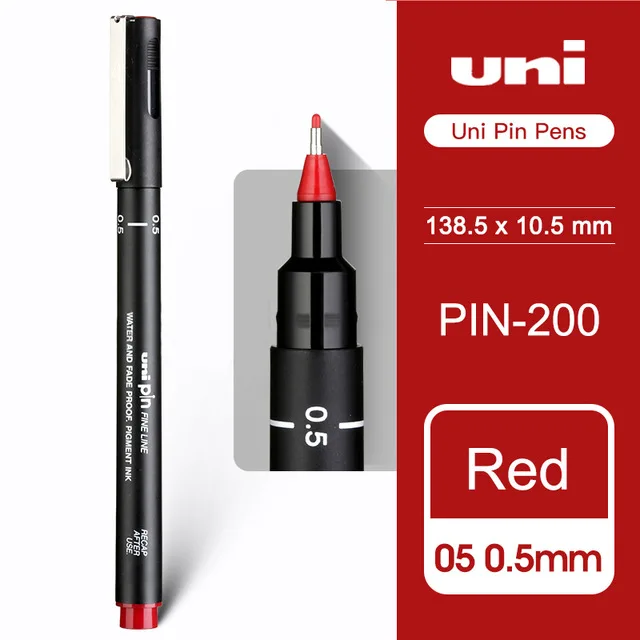 RD 05-0.5mm UNI чертежная ручка игла искусство рисования для учащихся ручка-закладка PIN-200 водостойкая картина ход линия рисования дизайн черная ручка - Цвет: RD 05-0.5mm