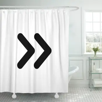 

Double Rounded Chevron Arrows Fast Forward Skip Next Open Shower Curtain Waterproof Fabric 72 x 78 Inches Set with Hooks