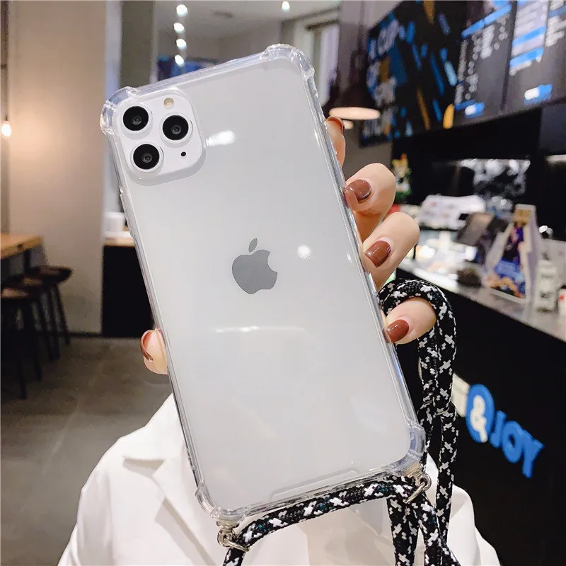 Transparent Soft Phone Case with Crossbody Necklace Cord Lanyard