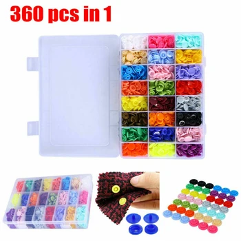 

New 24 Colors 360 Sets T5 Plastic Snap Button Snap Poppers Fasteners + Plier Kit For DIY Hand Sewing Projects
