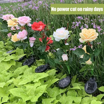 

2pcs 3LED Solar Power Rose Flower Stake Lights Garden Outdoor Luminous Lamps TN99