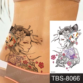 

japanese temporary tattoo for women sexy geisha cat fox tattoo designs girls body decal waterproof stickers tatoo fake water
