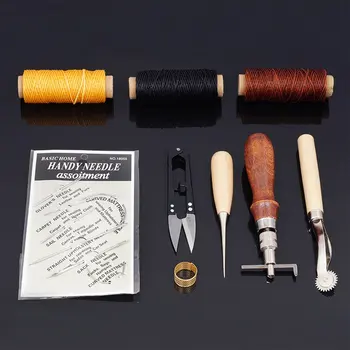 

9PCS Leather Craft Tools Kit Carving Work Sewing Stitching Saddle Punch Leathercraft Accessories for DIY Hand Leather Working