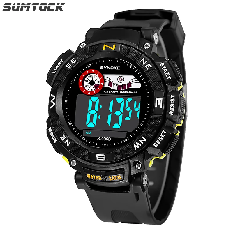 SYNOKE часы цифровые спортивные мужские часы с будильником срок службы 30 м Водонепроницаемые Универсальные часы с таймером relojes digitales para hombre