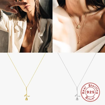 

ROMAD Minimalism 925 Silver Sterling Necklace Ins Simple Pendant Chain Necklace Fine Jewelry Women Fashion Necklace Couple Gift
