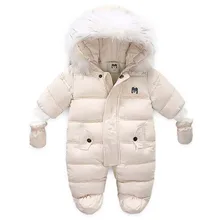 Combinaison d'hiver à fermeture éclair pour bébé fille et garçon, avec gants, barboteuse chaude, vêtements de neige 