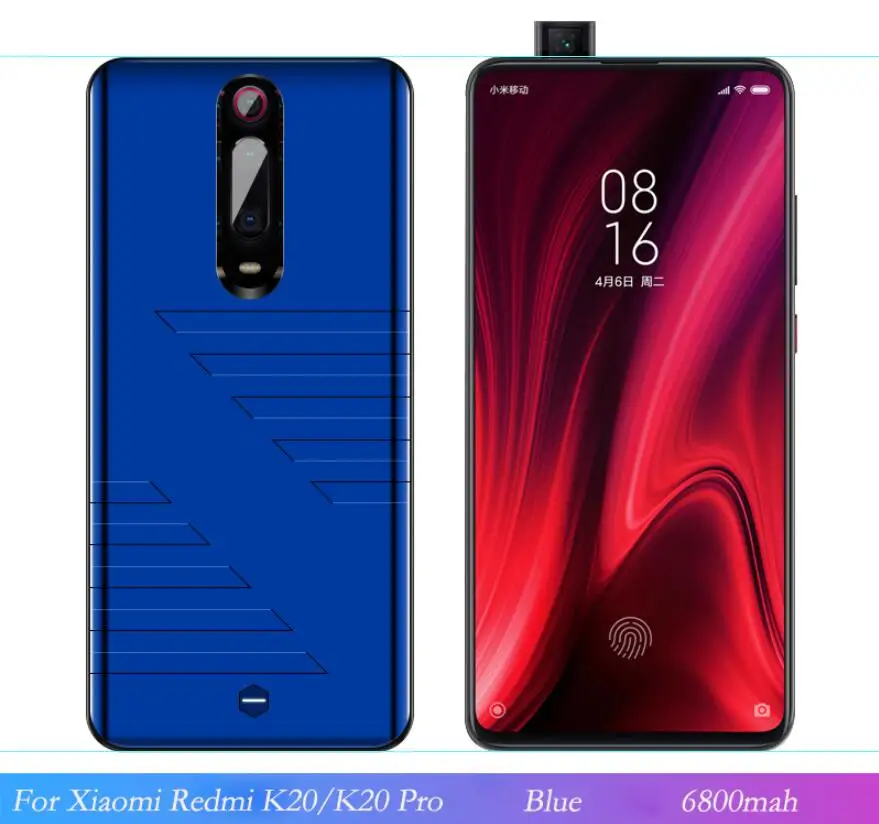 6800 мАч банк питания зарядное устройство чехол для Xiaomi Redmi K20 внешняя запасная крышка для Redmi K20 Pro Чехол для батареи - Цвет: Blue K20 K20 Pro