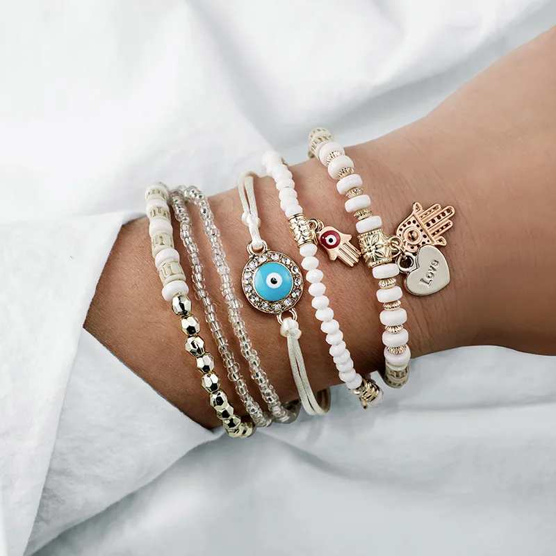 Черные бусины, кристалл, символ бесконечности, очаровательный браслет для женщин, Хамса Фатима, браслеты на руку, браслеты, женские модные браслеты