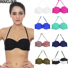 Женский сексуальный Микро Бикини Топ Холтер Купальник Бразильский бикини Крест Ruched бюстгальтер купальный костюм с пуш-ап Одноцветный купальник T607