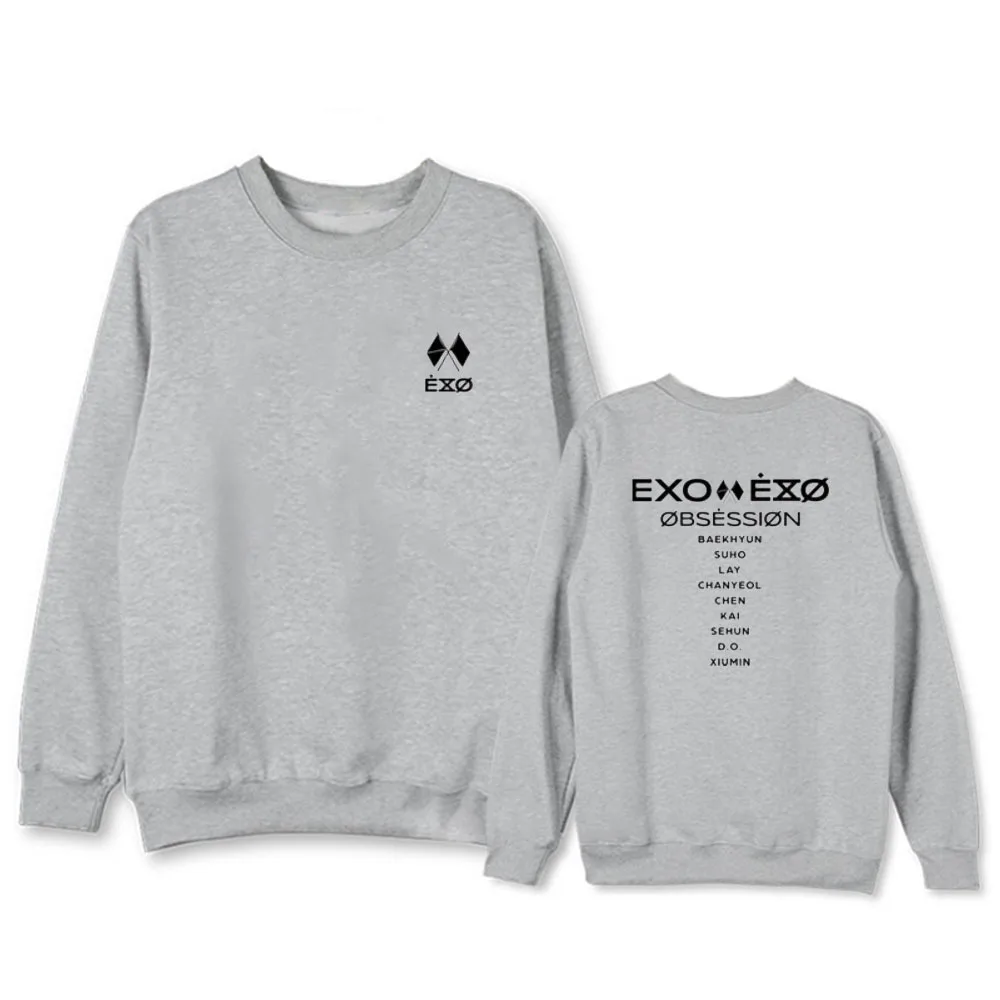 Альбом KPOP EXO OBSESSION Толстовка для женщин Harajuku Повседневный Спортивный костюм Свободная Толстовка с принтом цифр корейские толстовки - Цвет: 3
