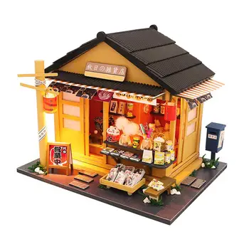 

DIY Dollhouse Furniture Japanese Style Grocery Store Assembled DIY Miniature Doll House Art Gift For Children Birthday
