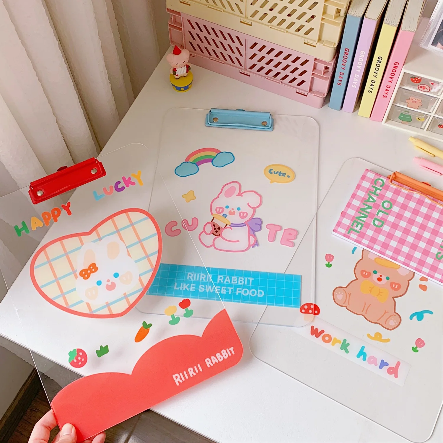 MINKYS 귀여운 A4 파일 폴더 클립 시험지 폴더, 하드 보드, 학교 문구