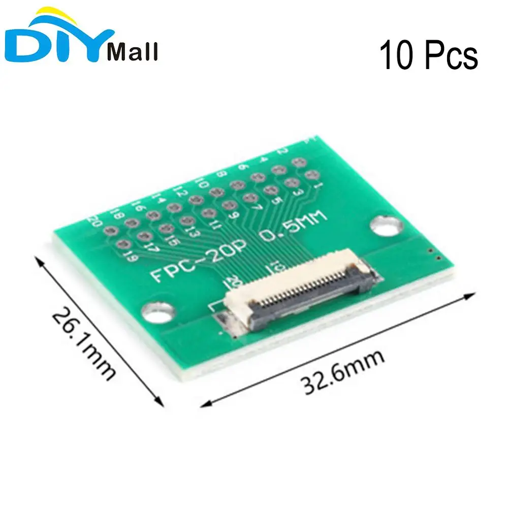 

10Pcs/lot 20P FPC FFC Flat Cable Adapter Board 0.5mm 1mm to DIP 2.54mm