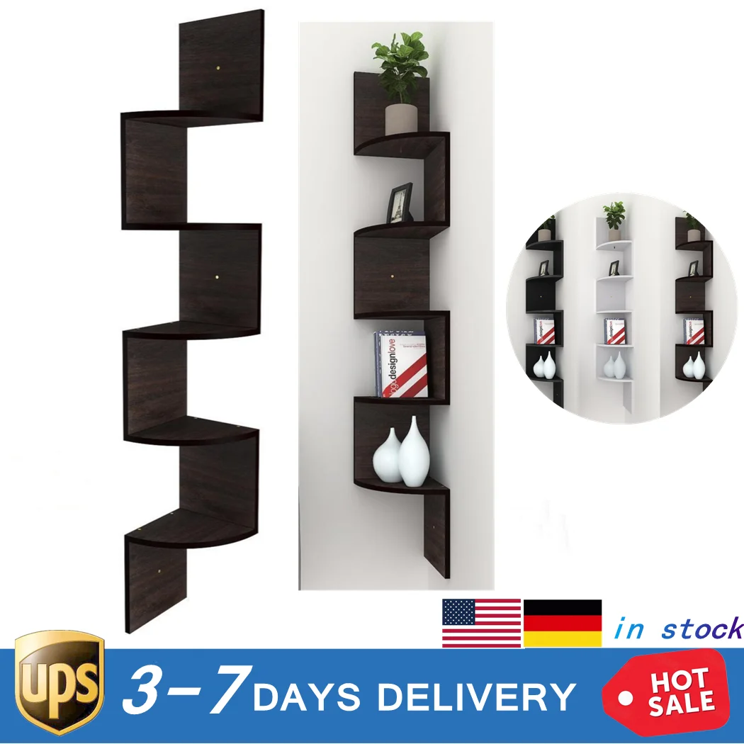 Modern 5 Tier Corner Floating Shelves Wall Mount Home Decor Display