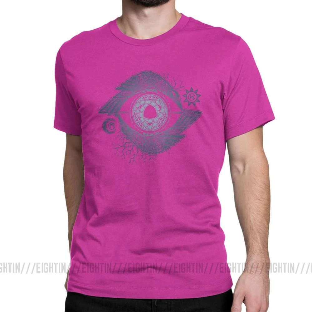 Viking футболка Odin's Eye Valhalla футболки для мужчин короткий рукав Funky Tees O образным вырезом хлопковая одежда размера плюс - Цвет: Fuchusia