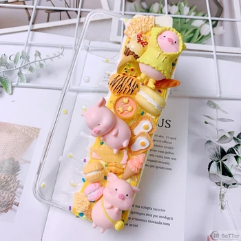 

DIY case for iPhone 11 pro 3D PIG phone cover ip X/XS MAX XR handmade creamy shell 7/8 plus 6/6s+ candy food girl gift SE 2020