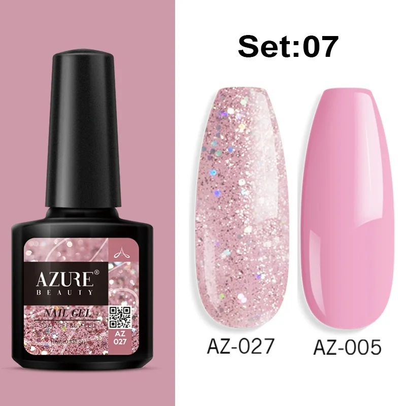 Cheap Chance for  Azure Beauty Pink Color Glitter Series UV Gel Nail Polish 10ML Nail Art Soak Off Nail Polish Gel Se