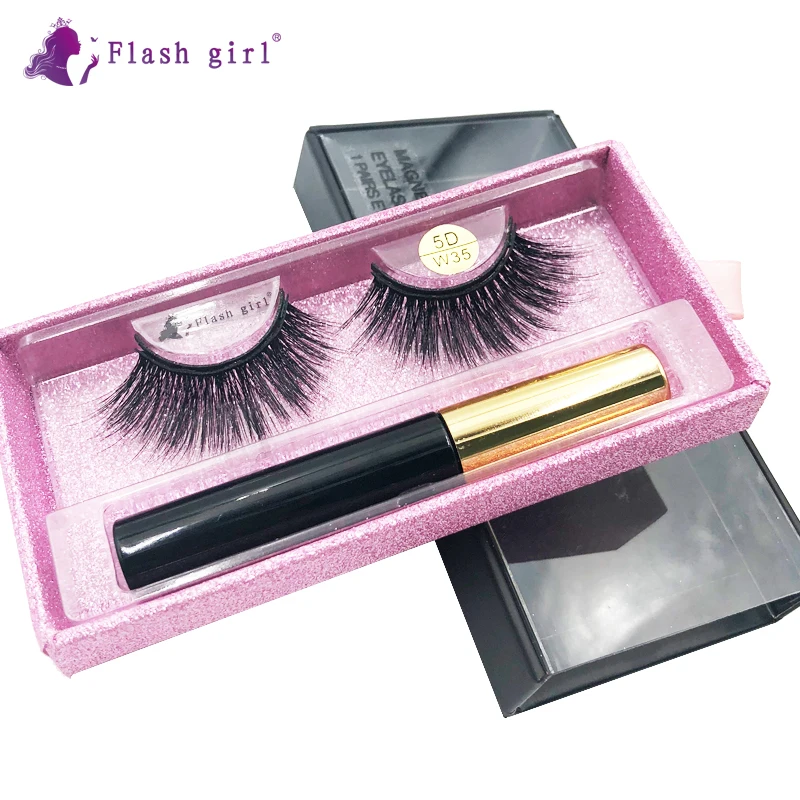 

Flash Girl 5D-W series W 35 mink magnetic eyelashes and eyeliner suit long eyelash
