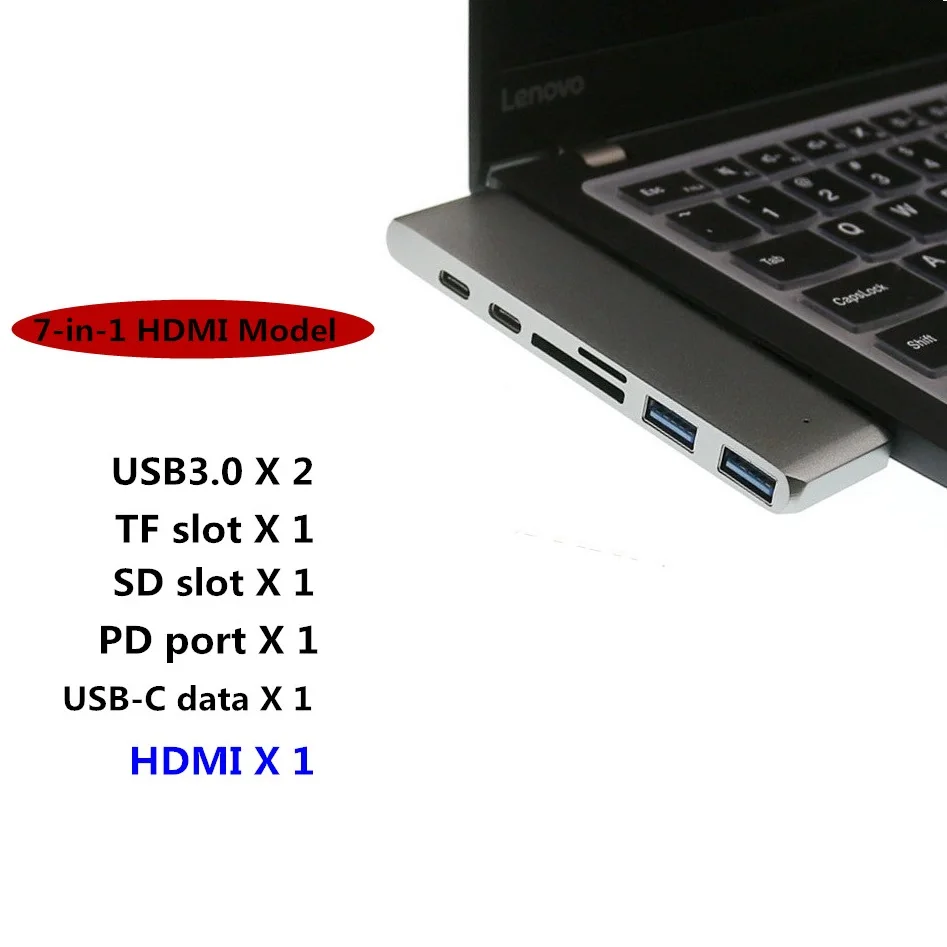 Usb-хаб 5 в 1 HDMI 2,0 USB-C адаптер USB 3,0 порты Micro SD считыватель памяти type-C USB 3,0 концентратор для нового Macbook Pro Air A1932 - Цвет: 7in1