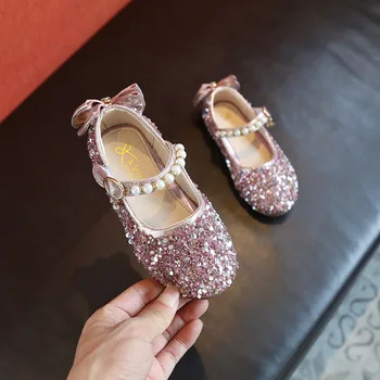 

Bead Girls Princess Shoes Sequin Bow Girl Leather Shoes Kids Little Girls Party Dress School Shoes 3 4 5 6 7 8 9 10 11 12 Years