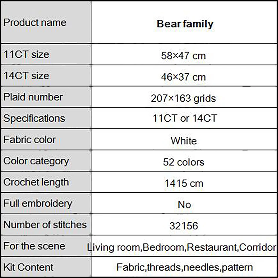 Joy Sunday Bear семейный узор ручной работы набор вышивки крестом DMC 14CT Счетный крест Печать на холсте вышивка комплект домашнего декора