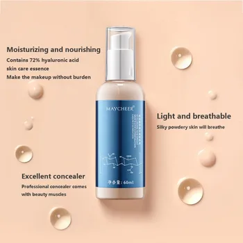 

Hyaluronic Acid Liquid Foundation Moisturizing Cover Blemishes Even Skin Tone Hydrating Foundation Liquid E2