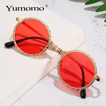

Fashion Gothic Steampunk Sunglasses Men Women vintage Metal Round Sun Glasses Brand Designer Fashion goggle Mirror High Quality
