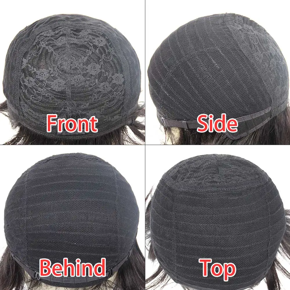 Saloncht короткий волнистый парик, перуанские человеческие волосы Remy, парики для черных женщин, коричневый, черный, натуральный парик с челкой