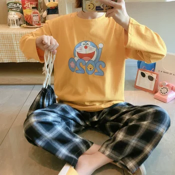 

Pajama Sets Women Long Sleeve 2XL Turn-down Collar Elegant Cardigans Sleepwear Womens Korean Style Printed Loose Simple Casual