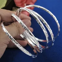 5Pcs/set 925 Silver Plated Carving Pattern Women Smart Bracelets Bangle Gift 2