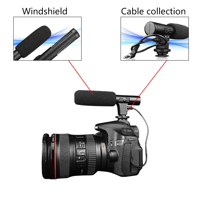 Микрофон для цифровой зеркальной камеры микрофон Nikon Canon компьютера Xiaomi