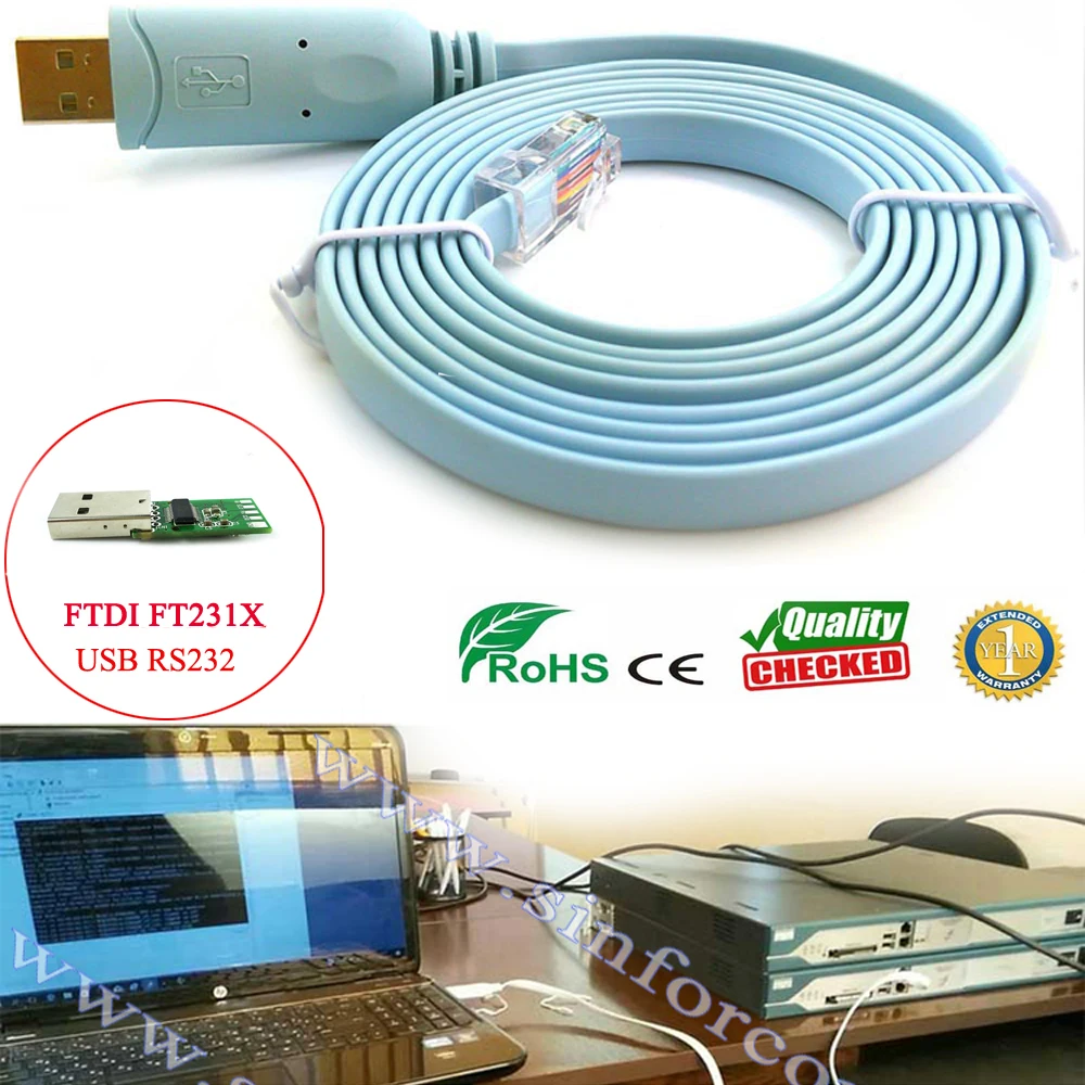 6ft ftdi usb type c rs232 to rj45 adapter cable for cisco huawei h3c juniper router console