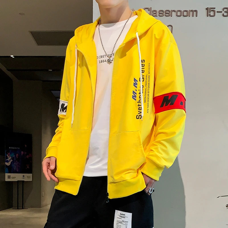 Mens yellow hooded sweatshirt Clearance