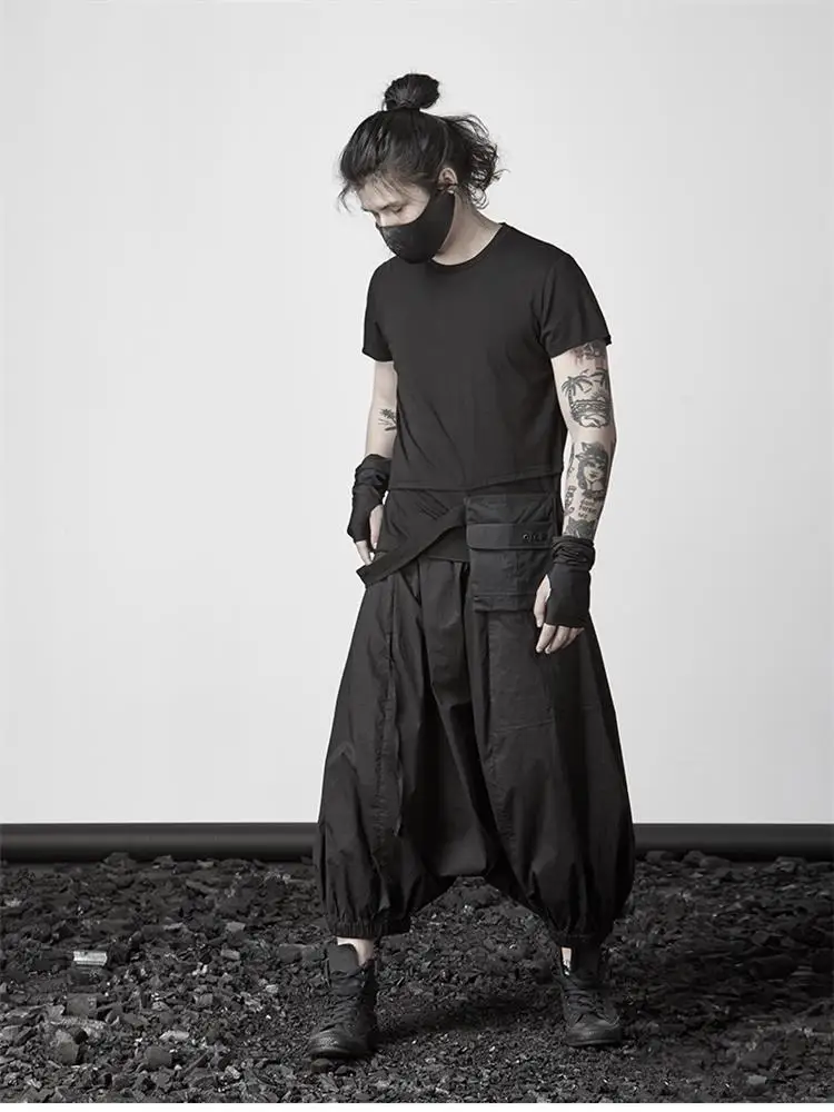 Men's Hanging Crotch Pants New Dark Men's Culottes Japanese Personality Loose Large Size Nine Minutes Knickerbockers