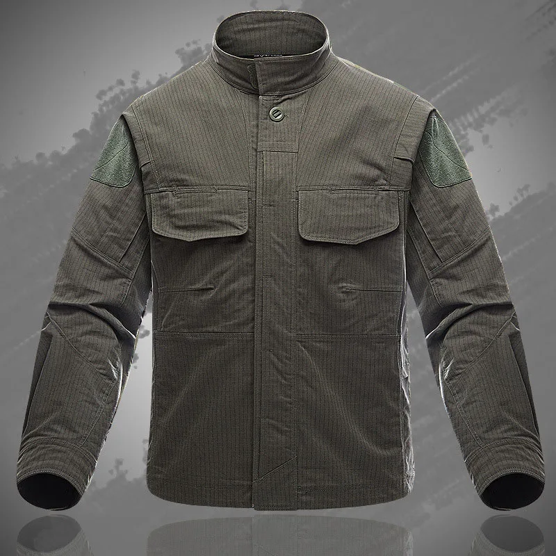 Military Tactical Long Sleeve Camouflage Shirt Men Spring Summer Cargo Shirt Army Soldiers Combat Multi-Pockets Uniform - Цвет: Зеленый