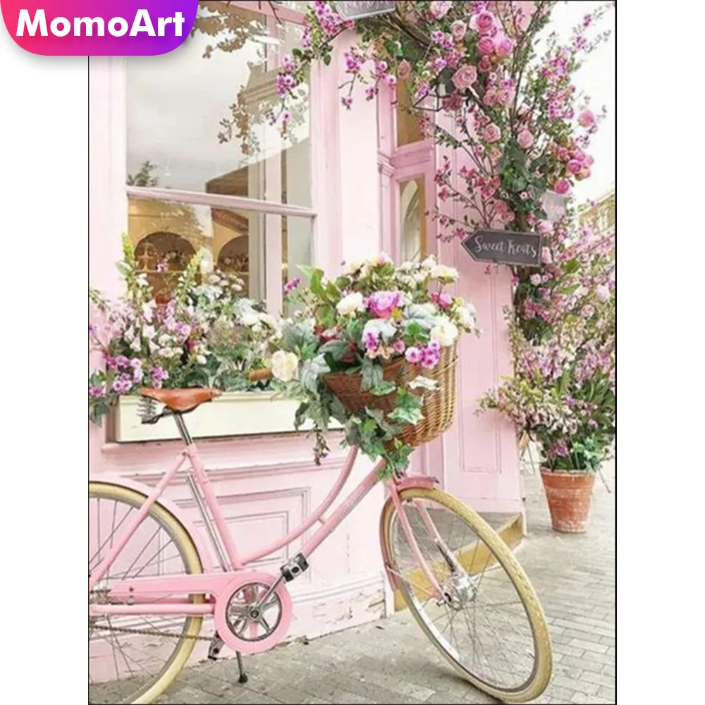 

MomoArt Diy Diamond Embroidery Bicycle Full Drill Square Diamond Painting Landscape Home Decoration Handwork