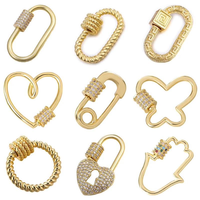 DIY Pendant Carabiner Screw Lock Clasps Supplies for Handmade Women Men Punk Charms Mesh Chains Jewelry Making Accessories