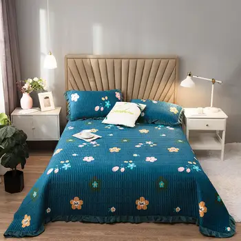

Bonenjoy 1 pc Bedspread for Bed Coral Fleece Velvet Quilted Bed Cover Warm Thicken Purfle Bed Coverlet Queen Size Quilted Duvet