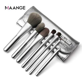 

MAANGE Travelling Makeup Brushes 7 PCS Make up Brush Set With Portable Bag Synthetic Hair Foundation Eyebrow Eyeshadow Cosmetic