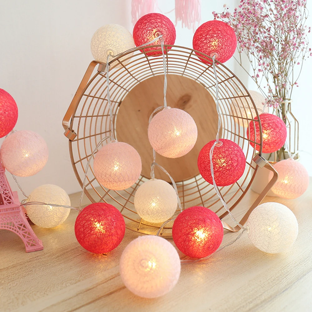 

Cotton Balls Led String Lights Garlands Fairy Lights Holiday Battery Operated Lights Navidad Wedding Decor Christmas Decorations
