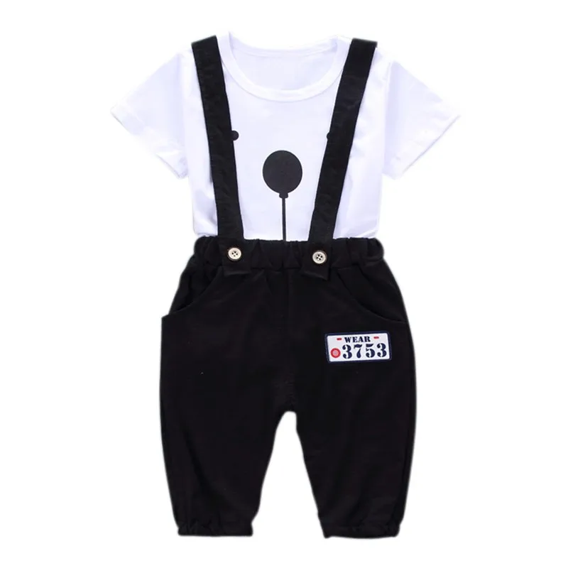 

Toddler Newborn Summer Baby Boy Clothes Short Sleeve Bear Overalls Suit Outfits 2pcs #E