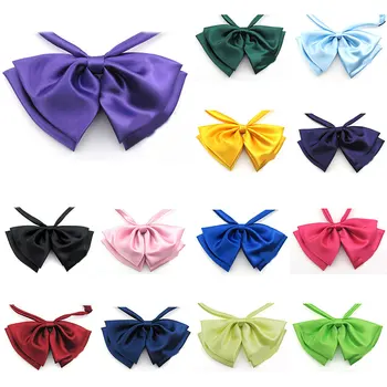 

Women Butterfly Bow Knot Tie Female Student Hotel Clerk Waitress Neck Wear Ribbon Ties Silk Pure Color Accessories