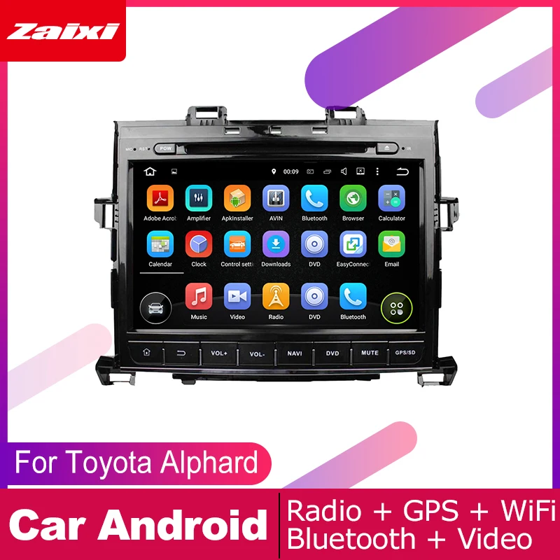 Автомобильный DVD плеер ZaiXi 2 DIN с GPS навигацией Navi для Toyota Alphard 2007 ~ 2014 мультимедийная