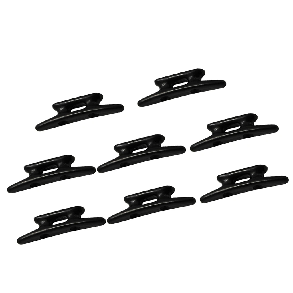8 Pieces Black Nylon Plastic Open Base Deck Cleats For Marine Boat, 3inch