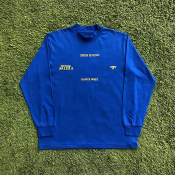 

Kanye West Jesus is King L.A Exclusive Listening Party Turtleneck Women Men Long Sleeve Cotton T-shirt tee Oversized Men T shirt