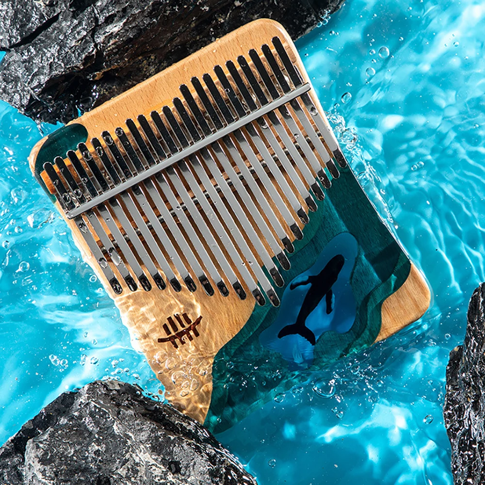 Высококачественное пианино hlру Kalimba из массива дерева с полимерным морским синим